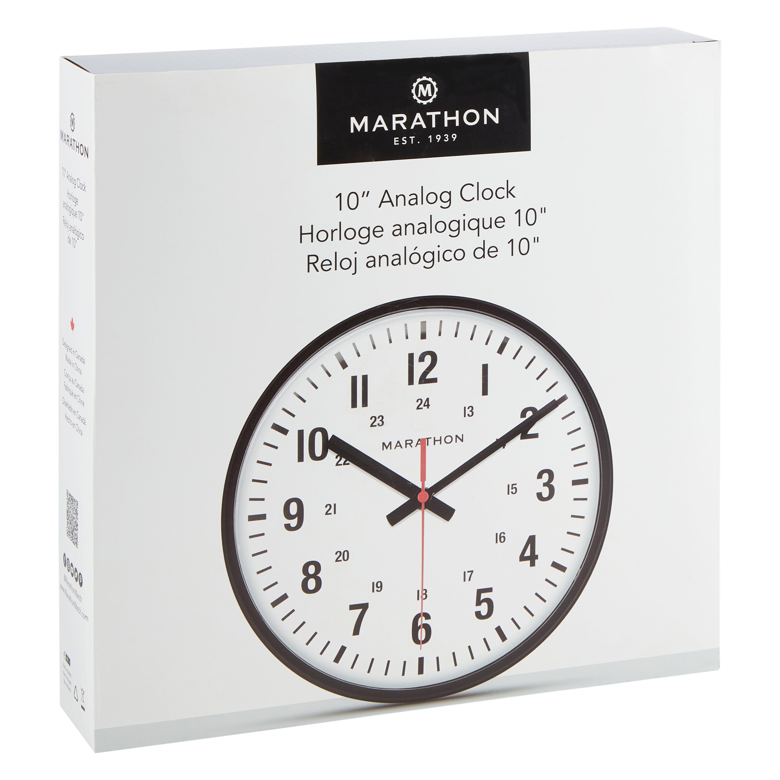 10 Inch Silent Continuous-Sweep Analog Wall Clock - Black