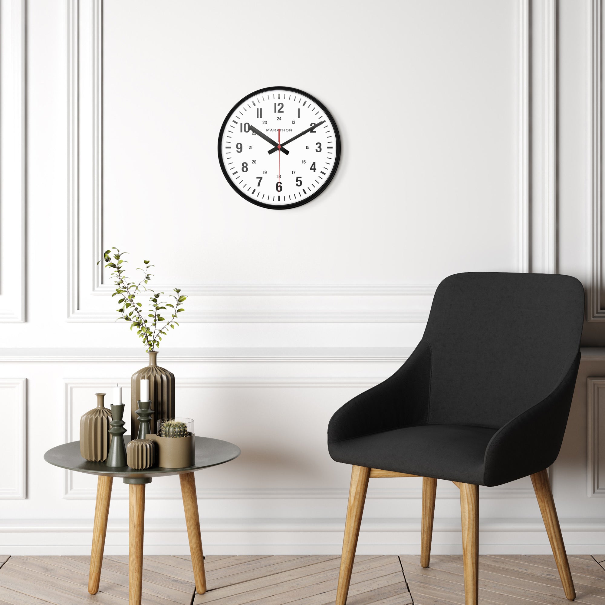 10 Inch Silent Continuous-Sweep Analog Wall Clock - Black