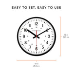 10 Inch Silent Continuous-Sweep Analog Wall Clock - Black