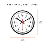10 Inch Silent Continuous-Sweep Analog Wall Clock - Black image