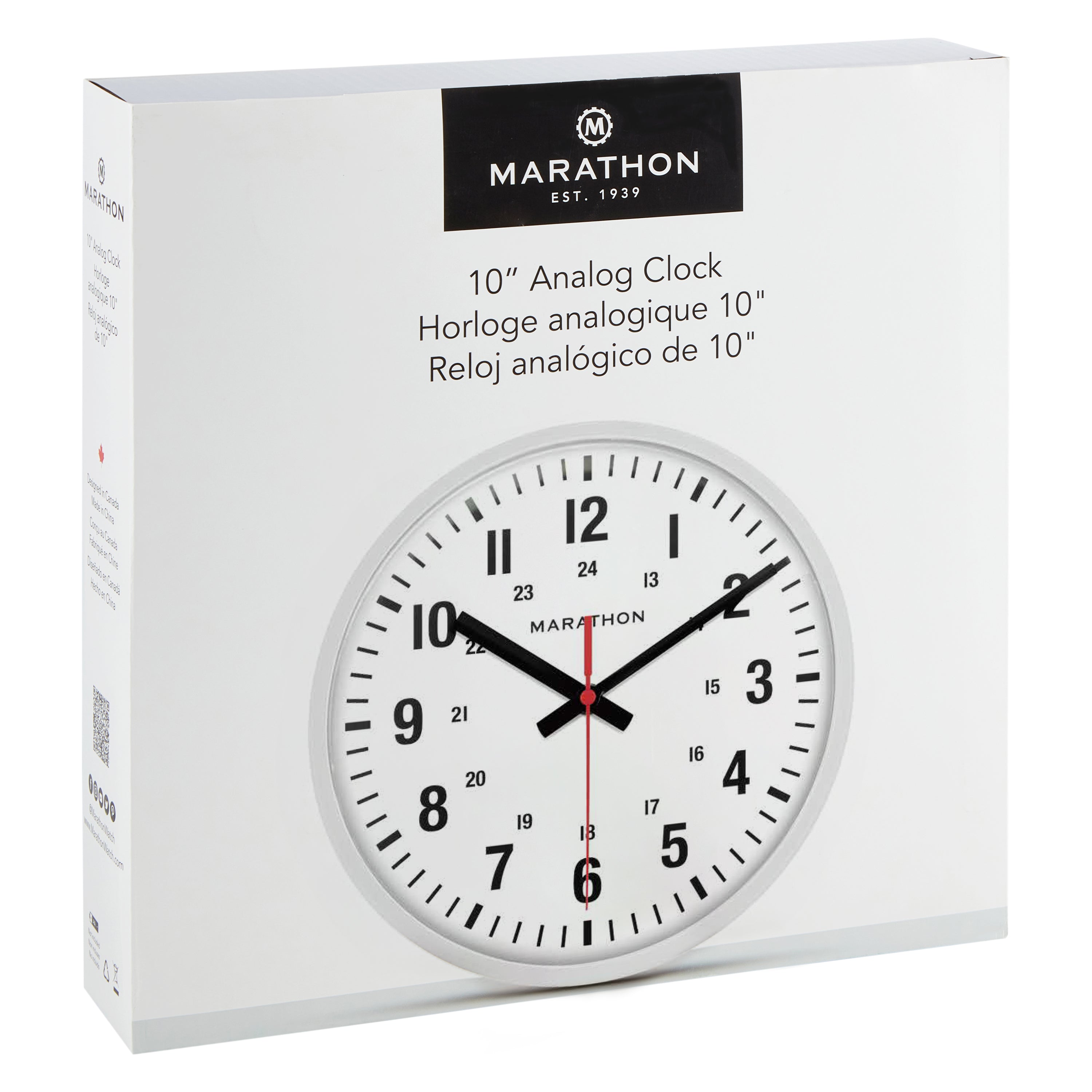 10 Inch Silent Continuous-Sweep Analog Wall Clock - White