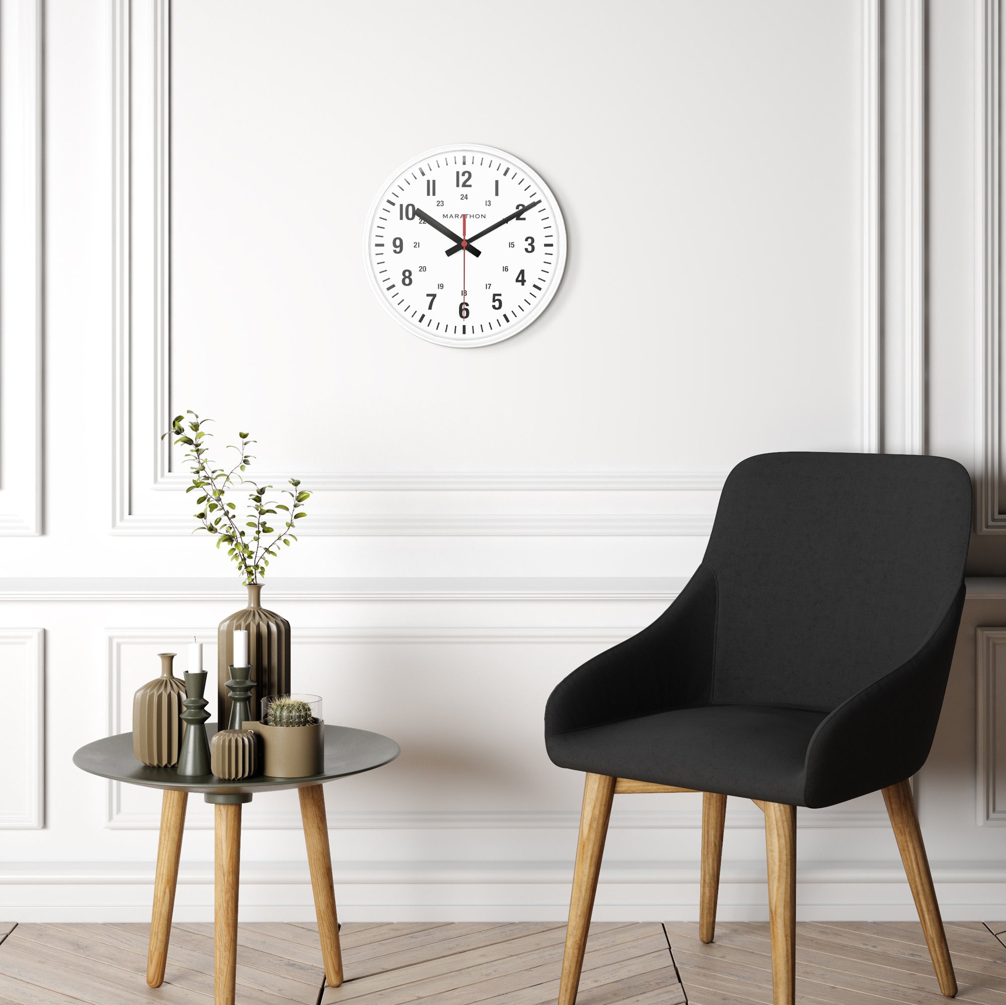 10 Inch Silent Continuous-Sweep Analog Wall Clock - White