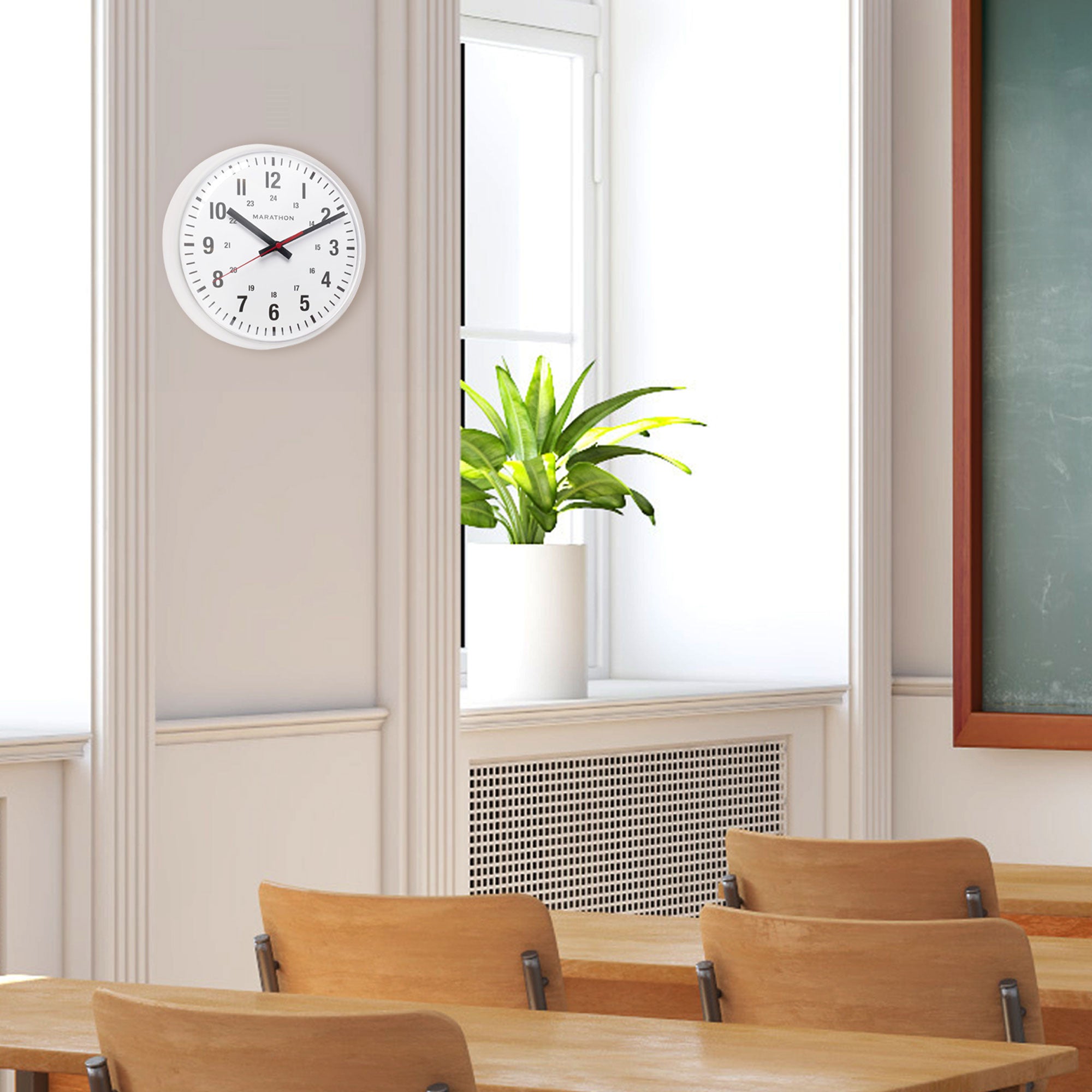 10 Inch Silent Continuous-Sweep Analog Wall Clock - White