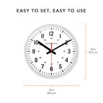 10 Inch Silent Continuous-Sweep Analog Wall Clock - White