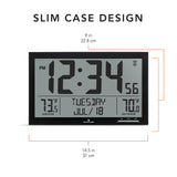 Self-Setting Full Calendar Clock with Extra Large Digits Indoor and Outdoor Temperature - Black image