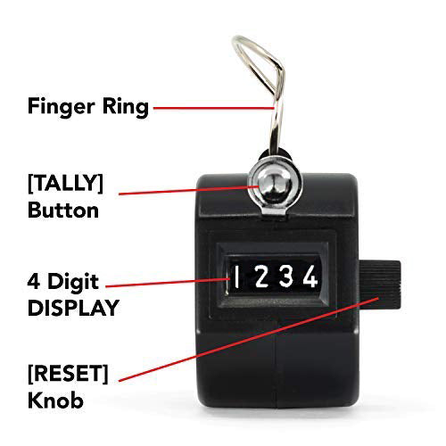 Black Handheld Tally Counter with Finger Ring image