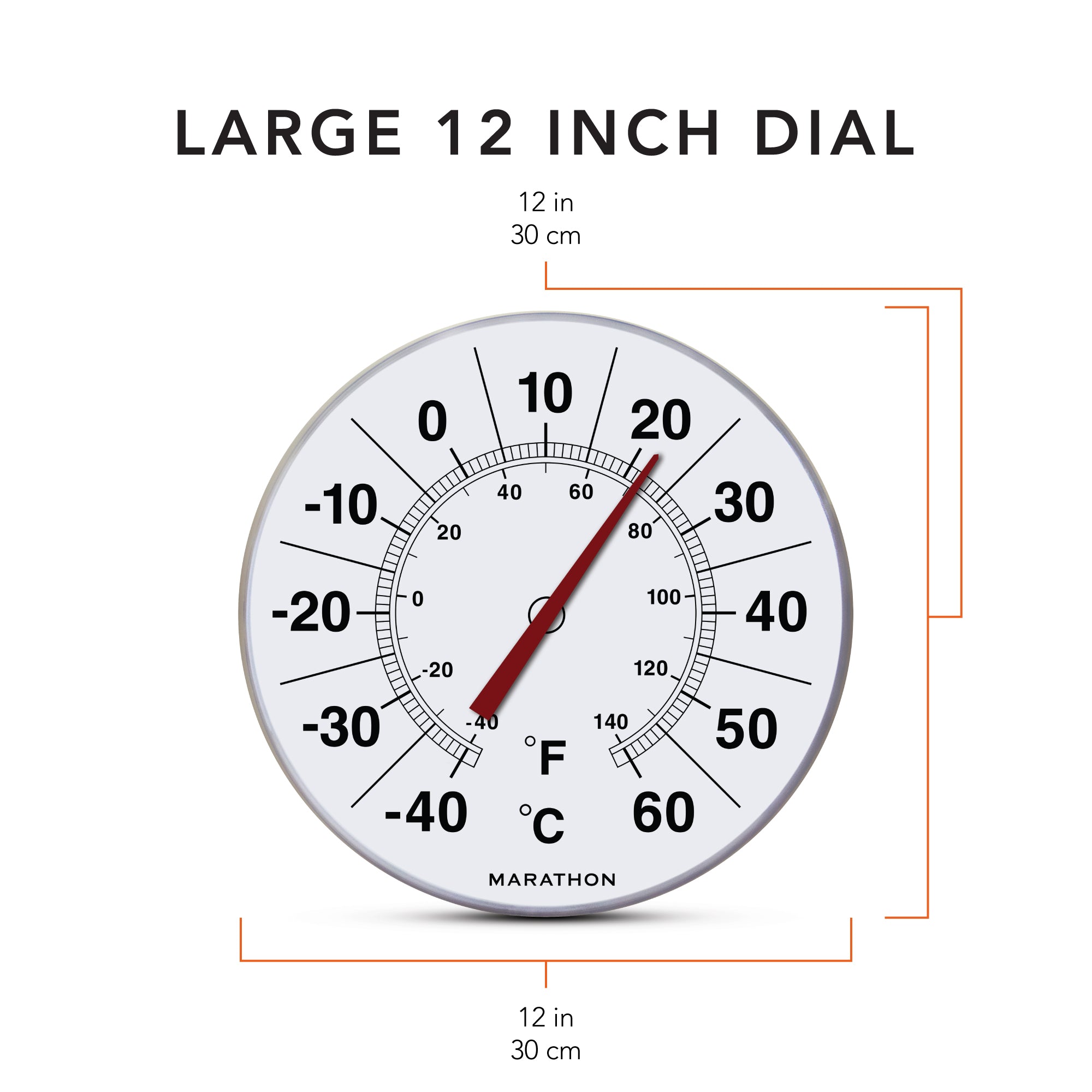 12 Inch Indoor/Outdoor Dial Thermometer image