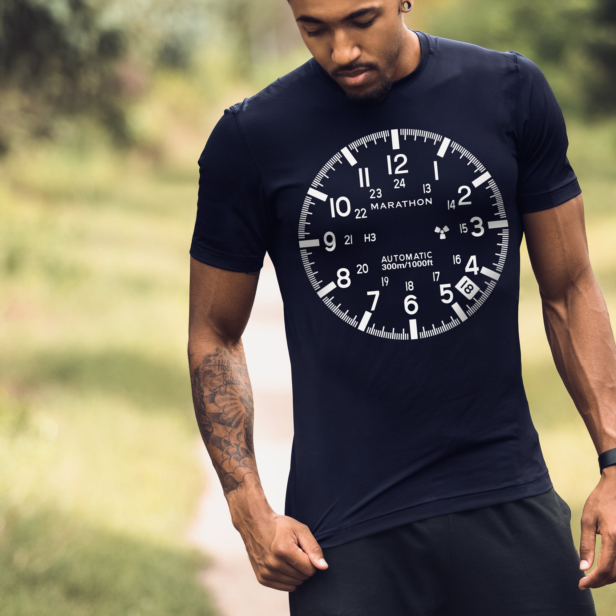 Slim Fit Navy Blue Marathon Watch GSAR T-Shirt image