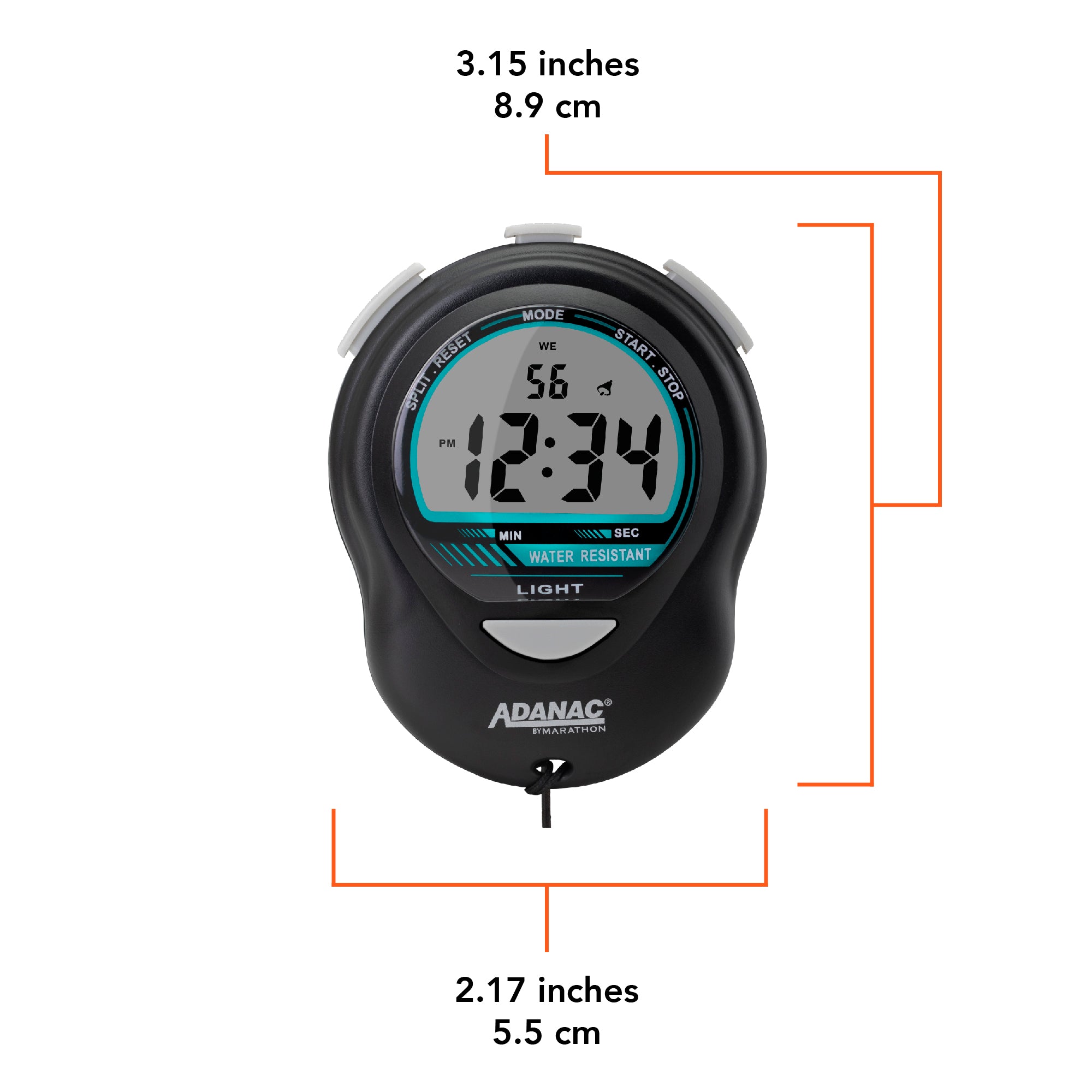 ADANAC Digital Glow Stopwatch Timer Marathon Watch Company