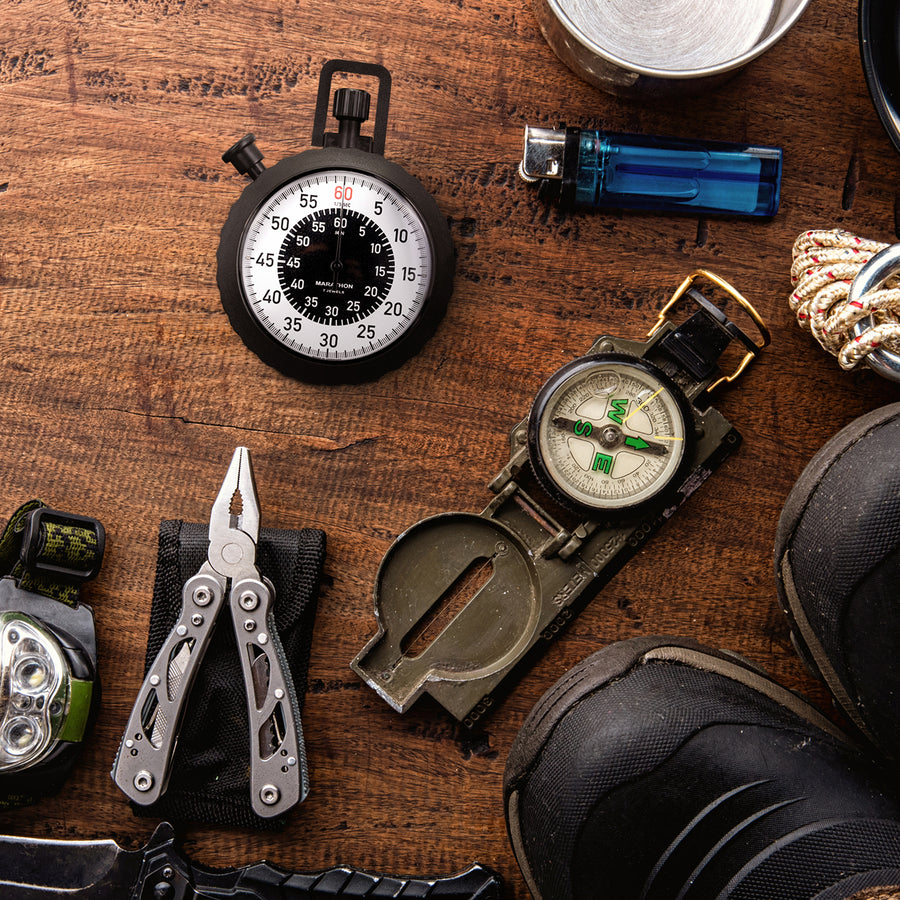 Military Stopwatch - Instantaneous Return and Time-Out, with Central 60 min Register