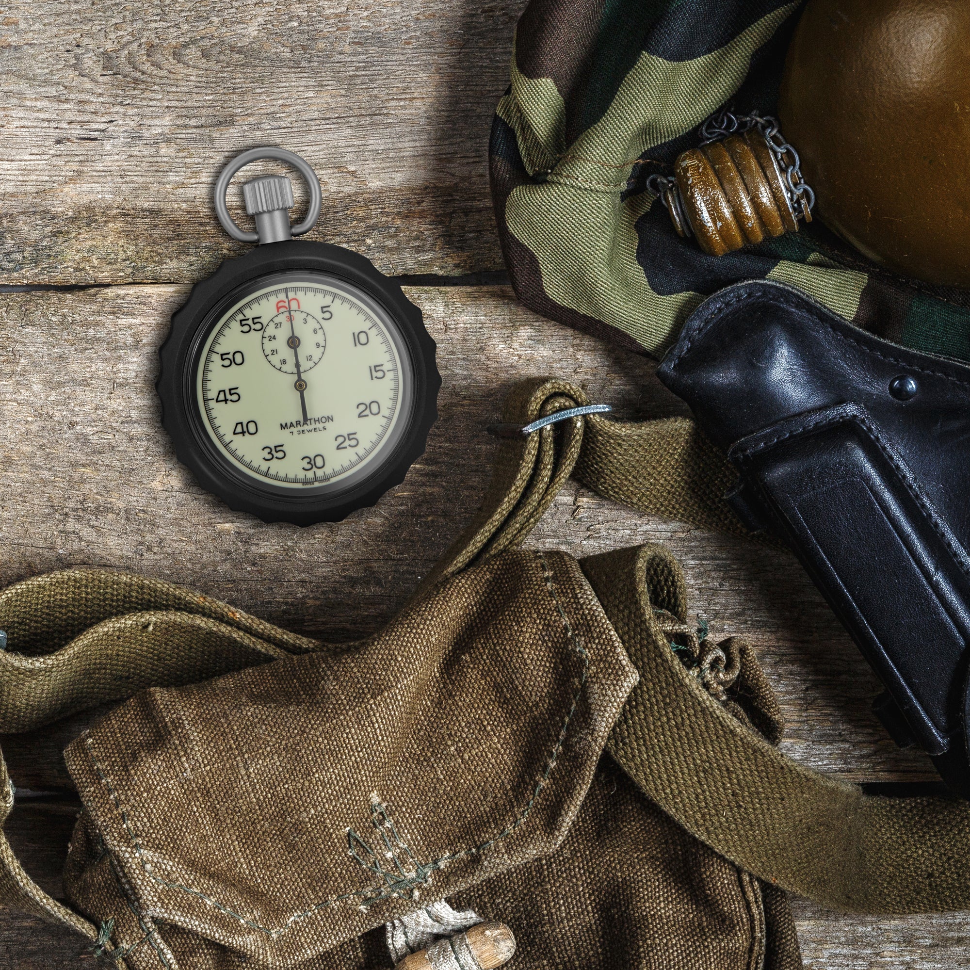 Mechanical Stopwatch: Single Action Glow in the Dark, (1/5 sec) 30 min Register image