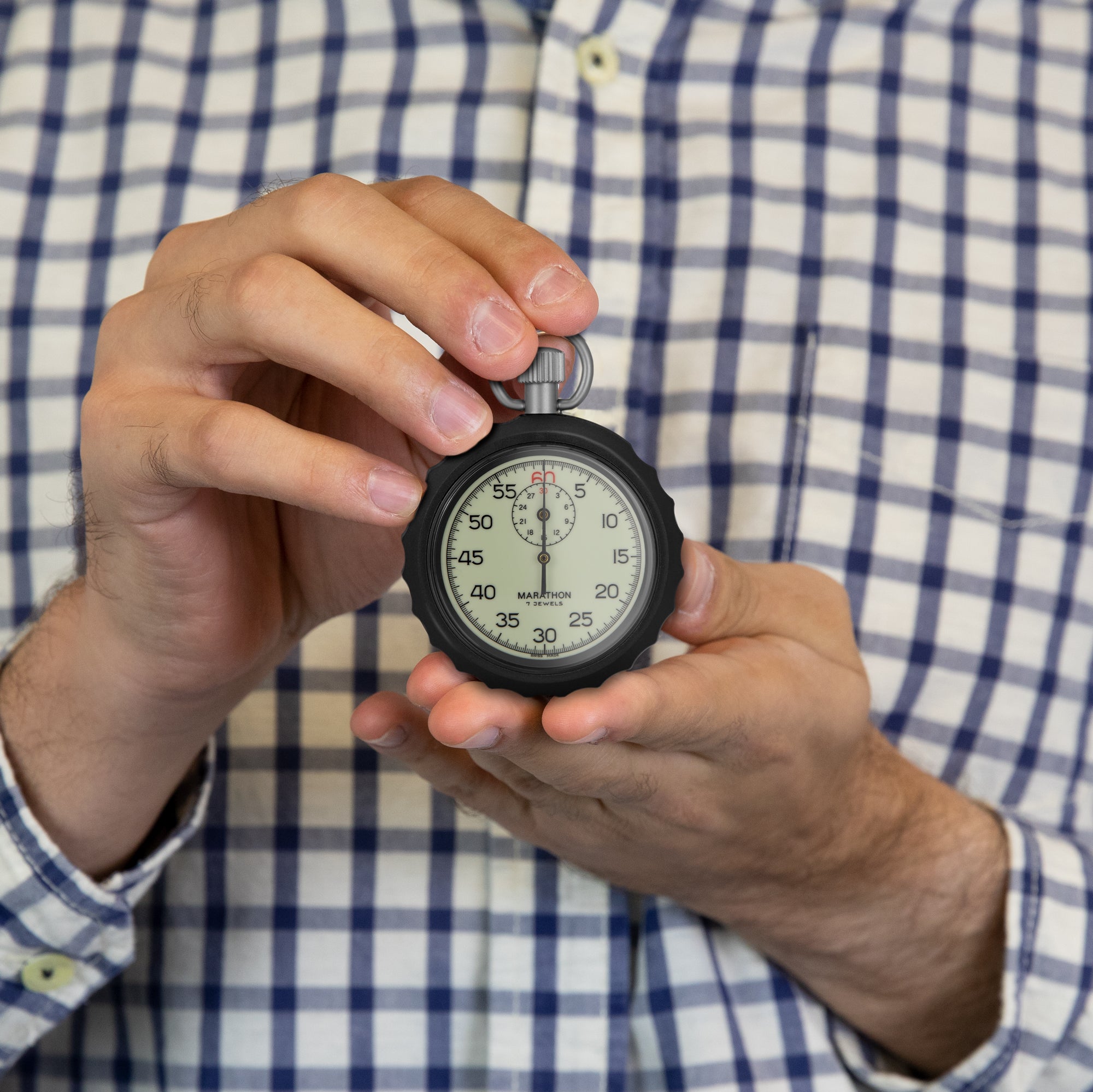 Mechanical Stopwatch: Single Action Glow in the Dark, (1/5 sec) 30 min Register image