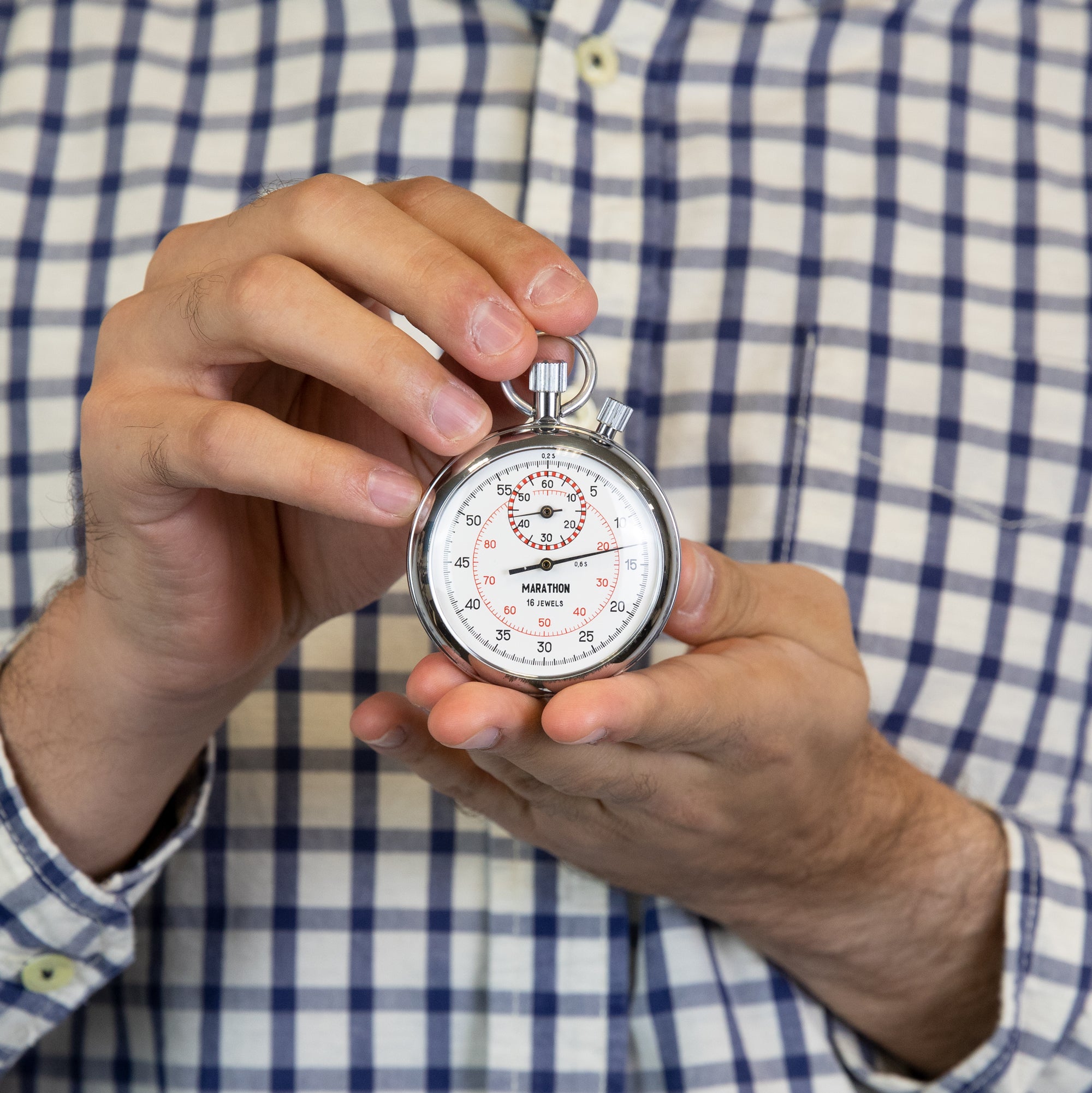 Mechanical Stopwatch: Interruption Type, (1/5 sec, 1/100 min) with 60 min Register