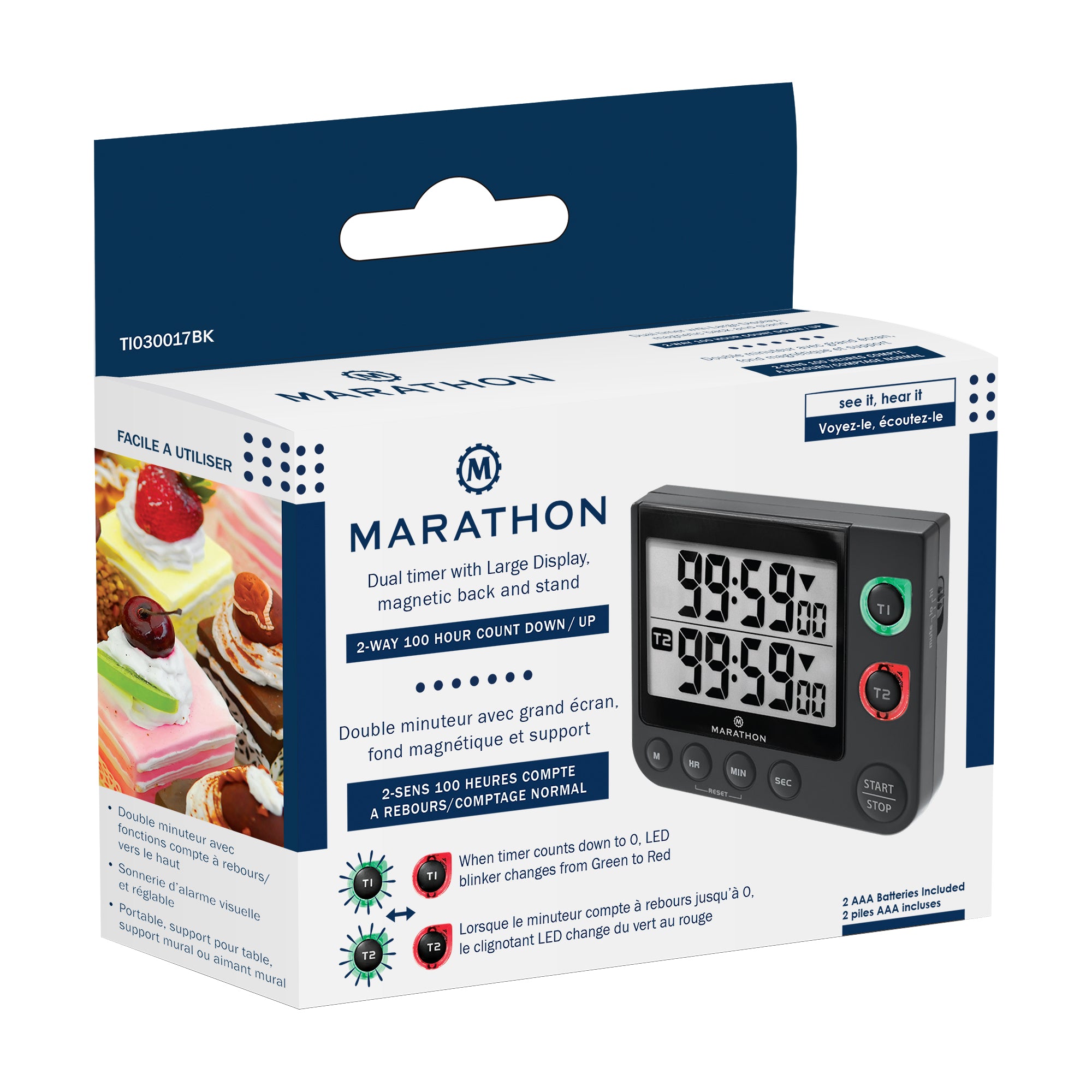 Dual Kitchen Timer with Large Digital Multifunction Display
