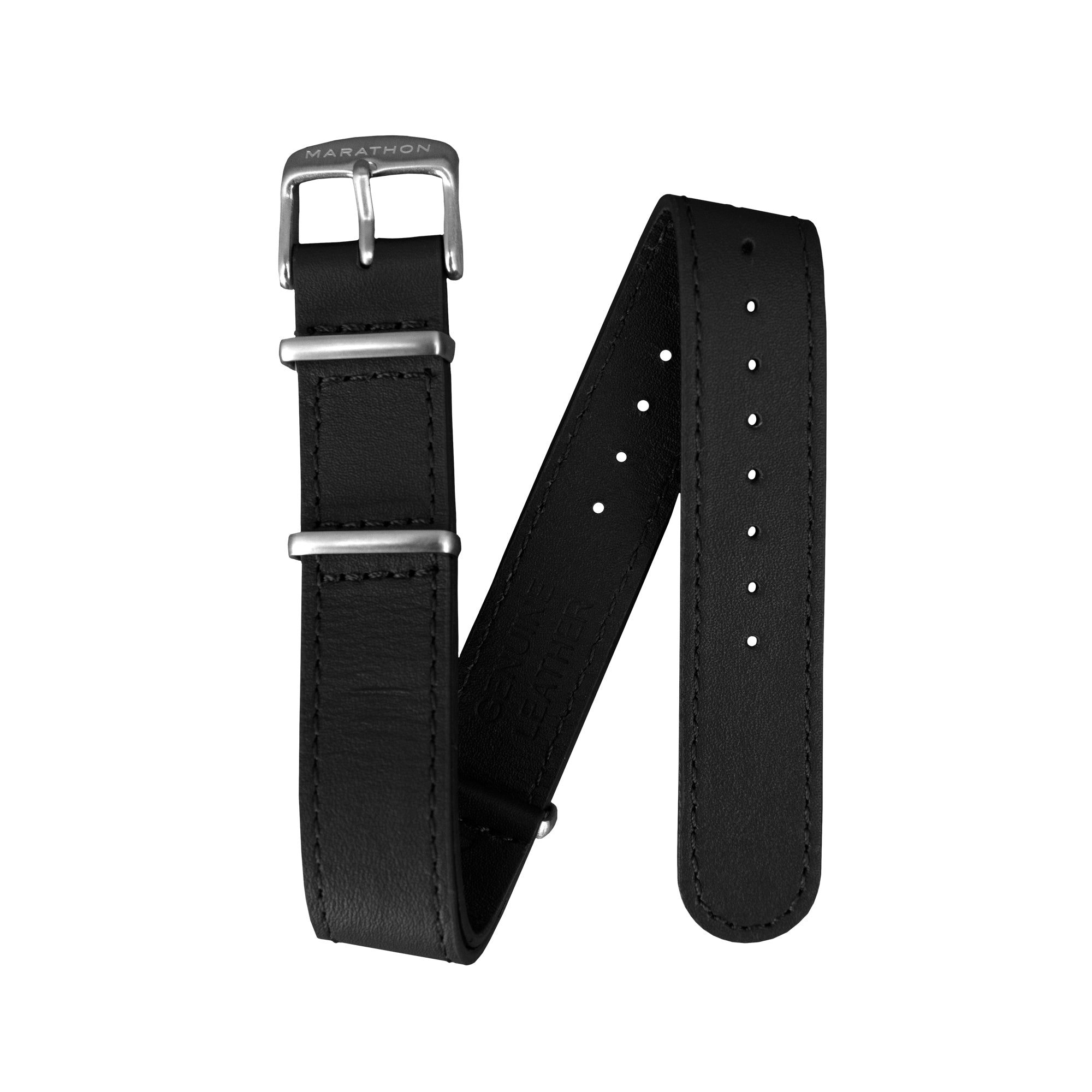 20mm Leather NATO Watch Band/Strap with Stainless Steel Square Buckle - marathonwatch