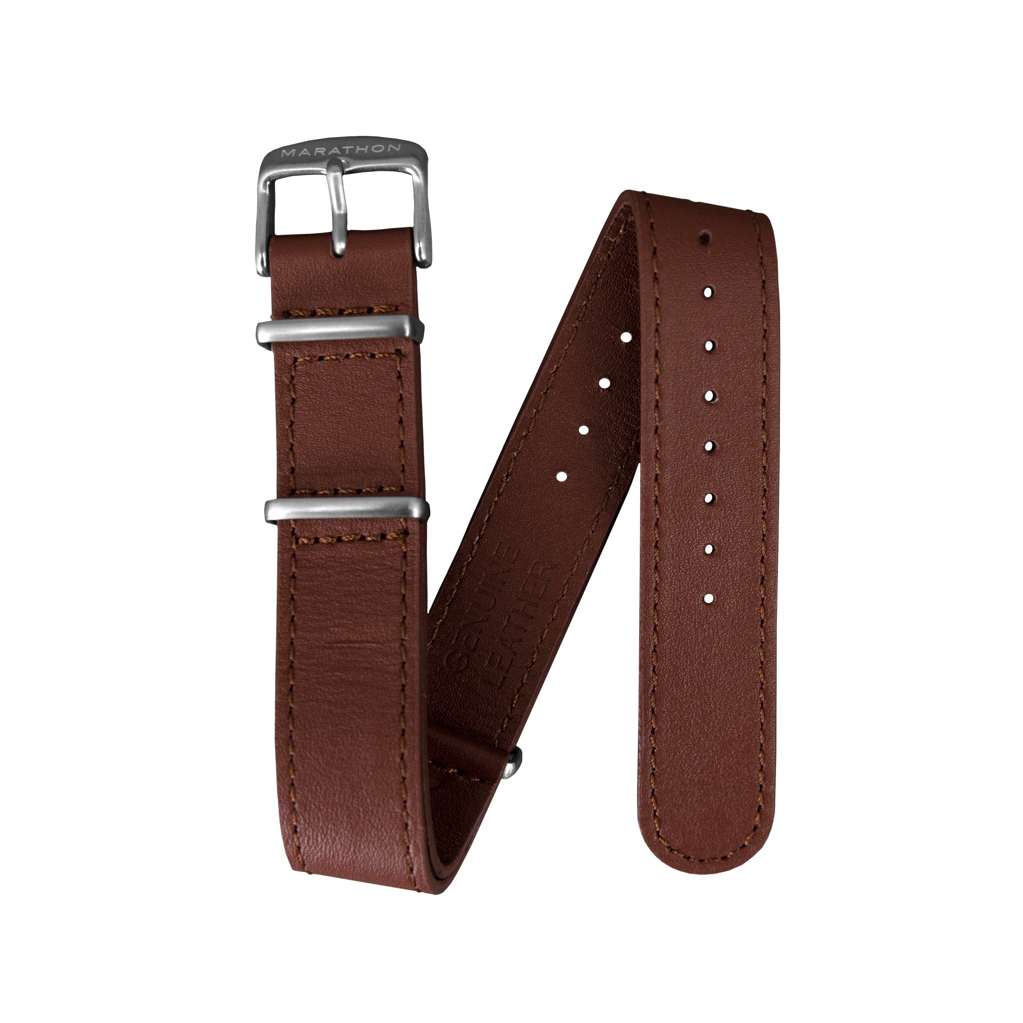 Marathon Watch Leather NATO Watch Strap 22mm Dark Tan WW005010DT