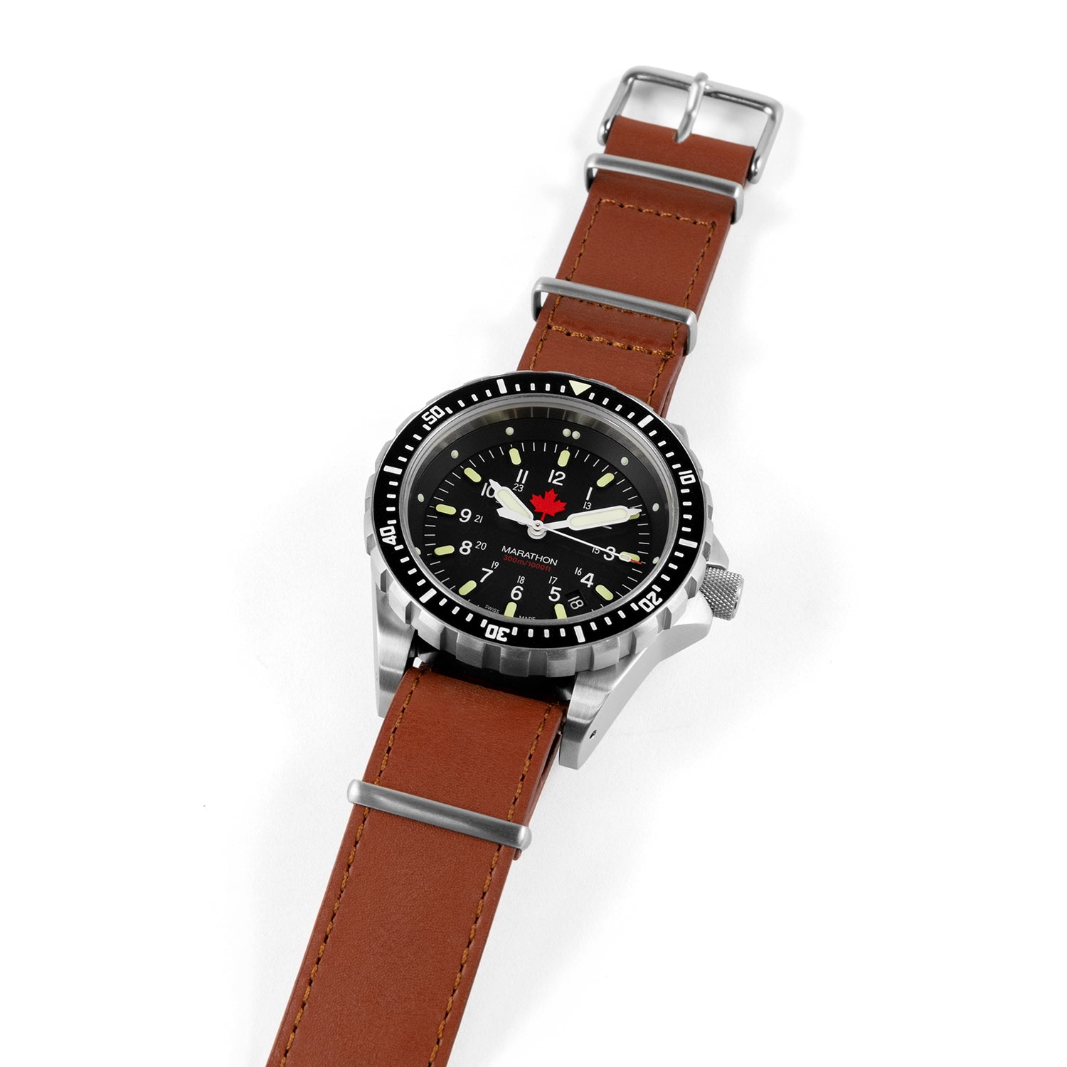 Marathon Watch Leather NATO Watch Strap 22mm Dark Tan WW005010DT