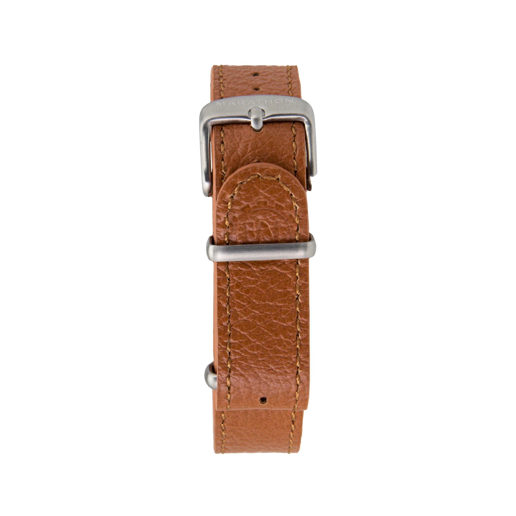 16mm Leather NATO Watch Band/Strap with Stainless Steel Square Buckle - marathonwatch