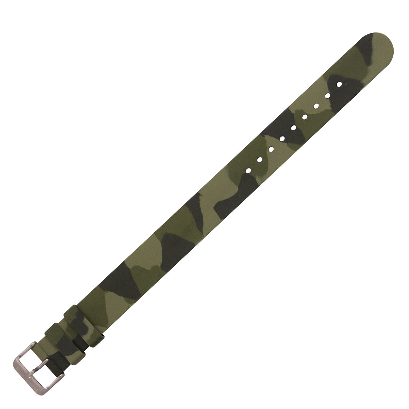 Bracelet en caoutchouc monobloc, camouflage vert, 20 mm image