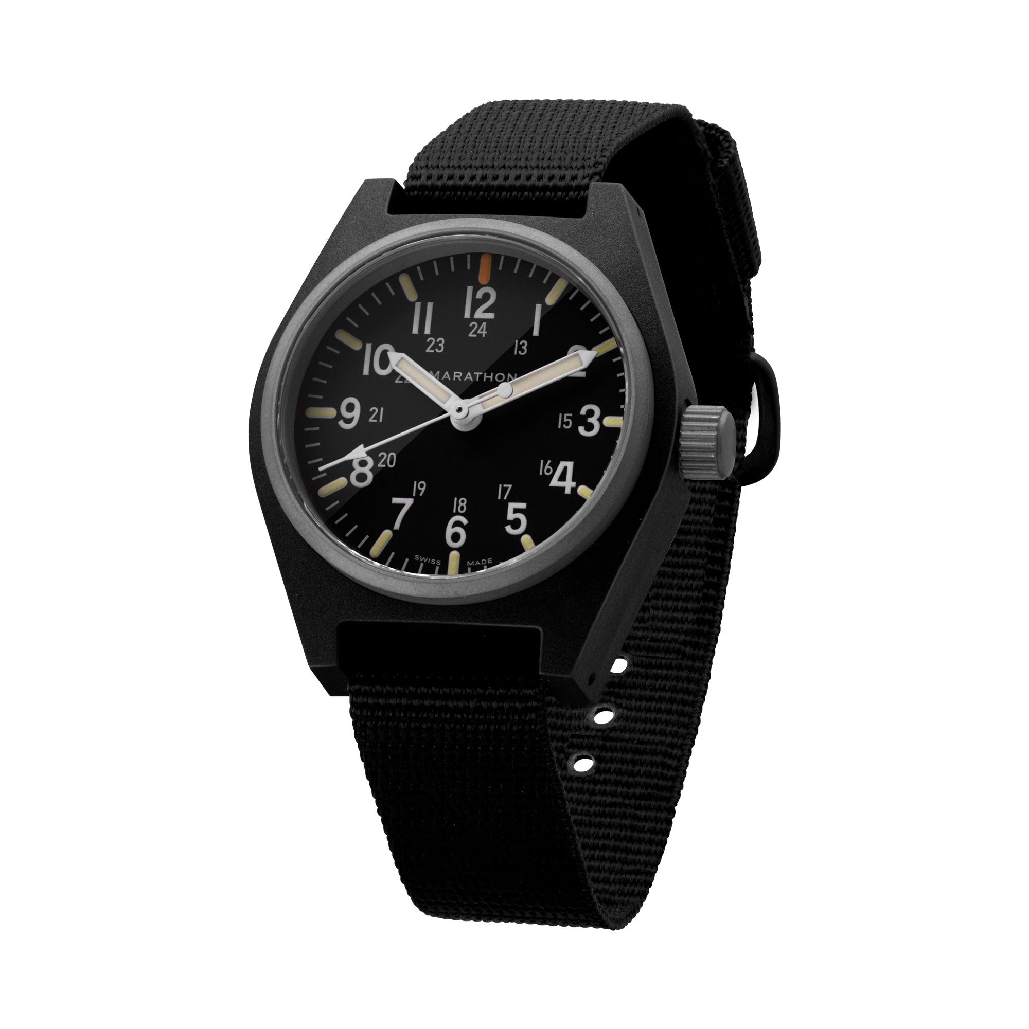 34mm Black General Purpose Quartz with MaraGlo (GPQ) – Marathon Watch
